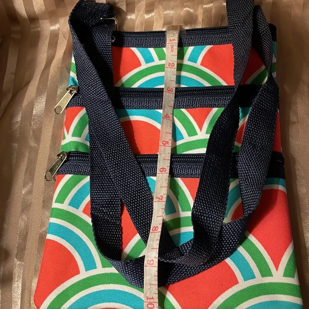 Girls small zipper bag. Adjustable strap, 3 zippered areas